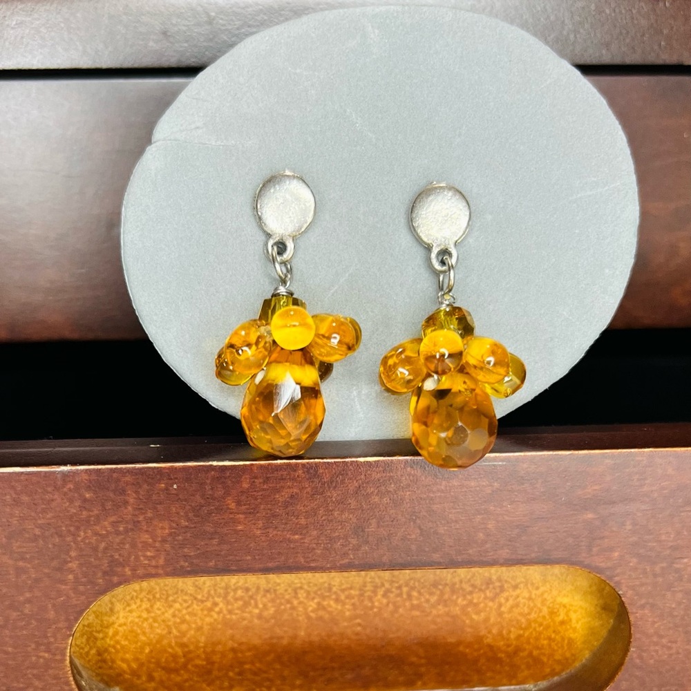 Amber Pineapple Chunky Dangle Earrings